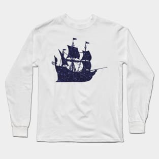 Glitter textured dreamy ship illustration Long Sleeve T-Shirt